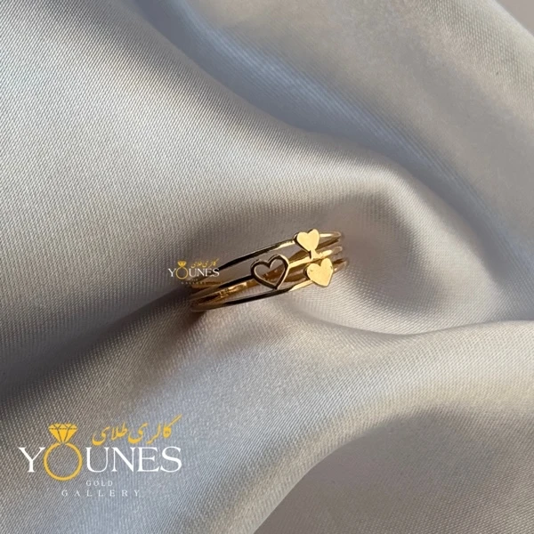 انگشتر سه قلب سه لاین طلا